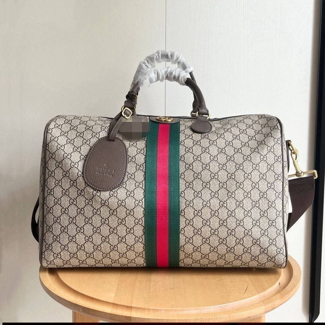 GG Supreme Duffel Bag with Web Stripe